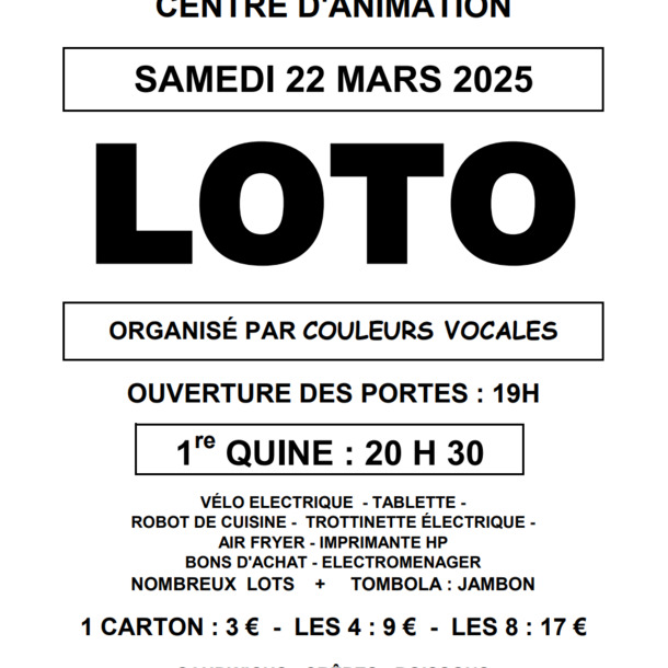LOTO ORGANISE PAR COULEURS VOCALES A LANTON